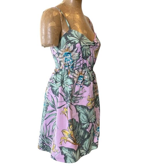 J.Crew Tropical Floral Print Poplin Pink/Lavender Floral Sun Dress S #333F - Picture 3 of 8